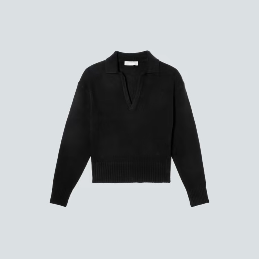 NEW Everlane Women’s Cashmere Polo Black Sweater Size XSmall - Picture 7 of 14